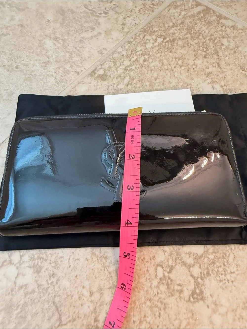 Authentic YSL Saint Laurent Belle de Jour Black Patent Leather Wallet